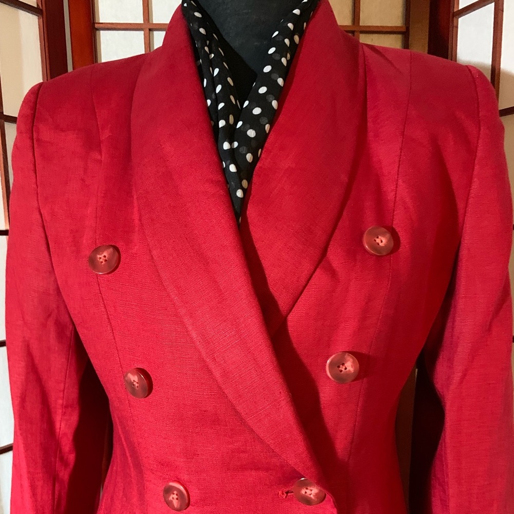 Valarie Stevens Red Double Breasted Linen Jacket
